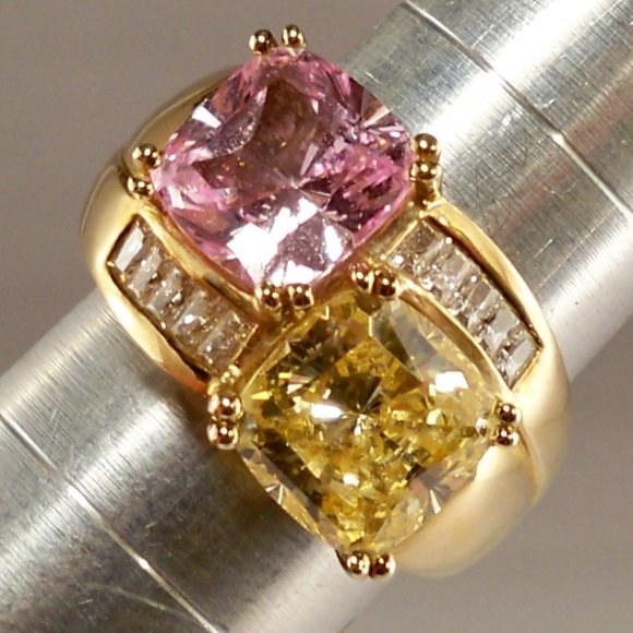 NEW Victoria Wieck Yellow & Pink Cubic Zirconias Gold Ring - Picture 4 of 10